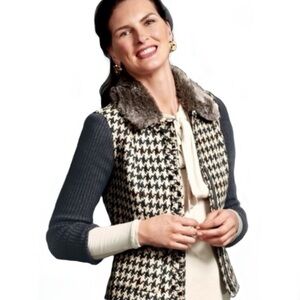 CABI Wool Houndstooth Boucle Blazer Jacket Womens Size 4 Tweed Academia Career